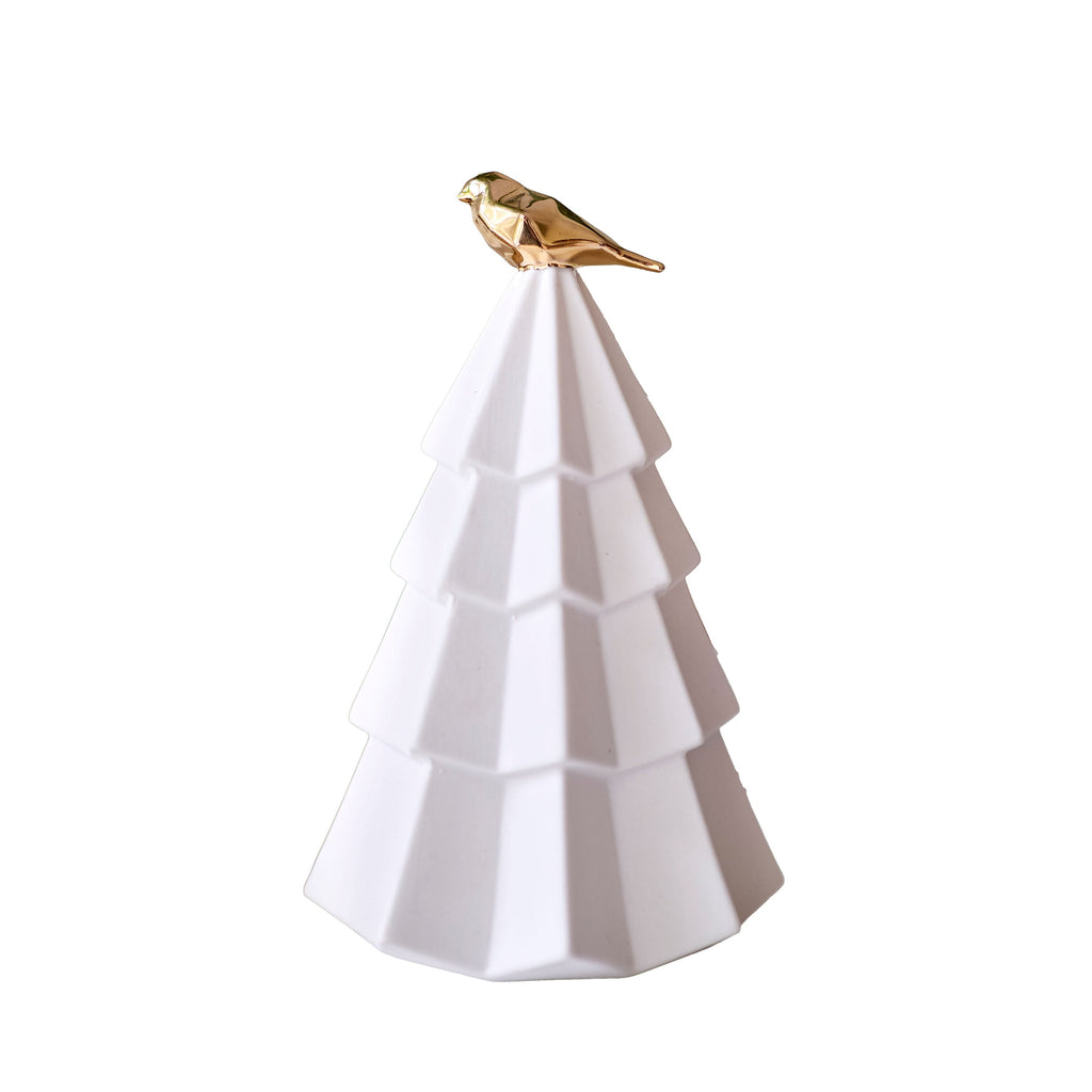 Ceramic Christmas Tree Ornament with Gold Dove