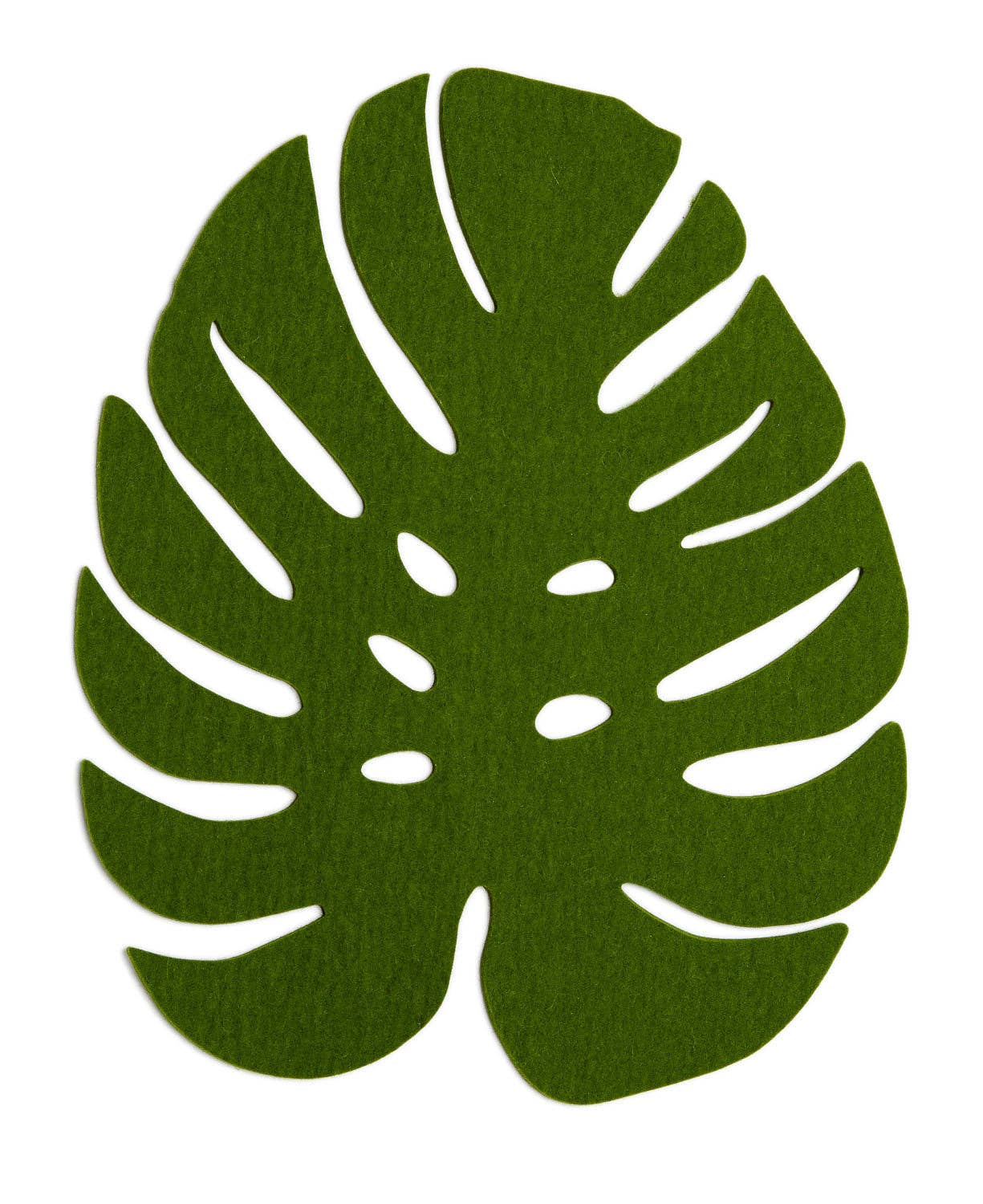 Merino Wool Felt Large Monstera Leaf Trivet: Loden Green