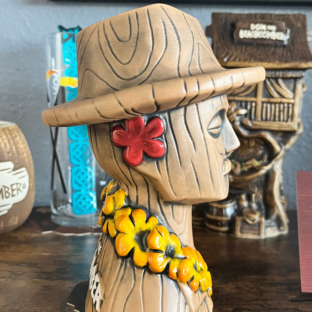 Don The Beachcomber Caricature Tiki Mug - Wooden Donn