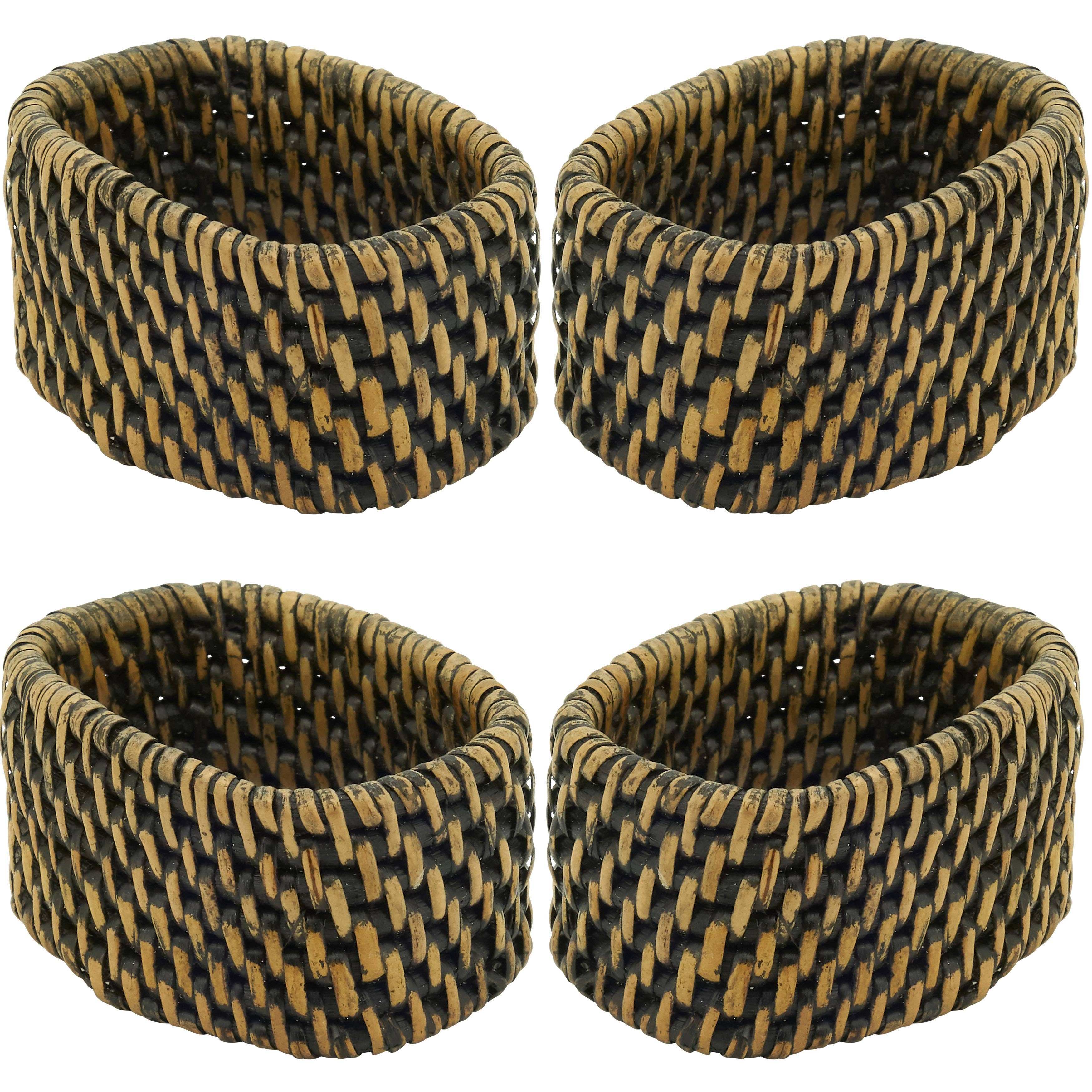 Woven Rattan Napkin Ring: Brown