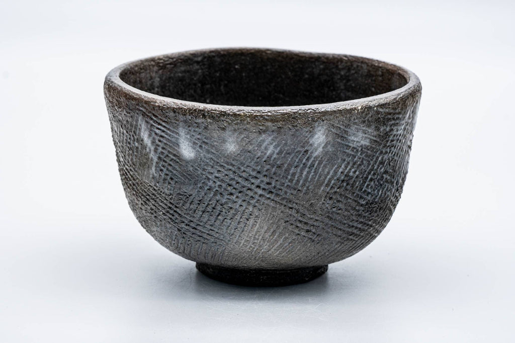 Japanese Matcha Bowl - 手 Grey Kushime Raku-yaki Wan-nari Chawan - 350ml