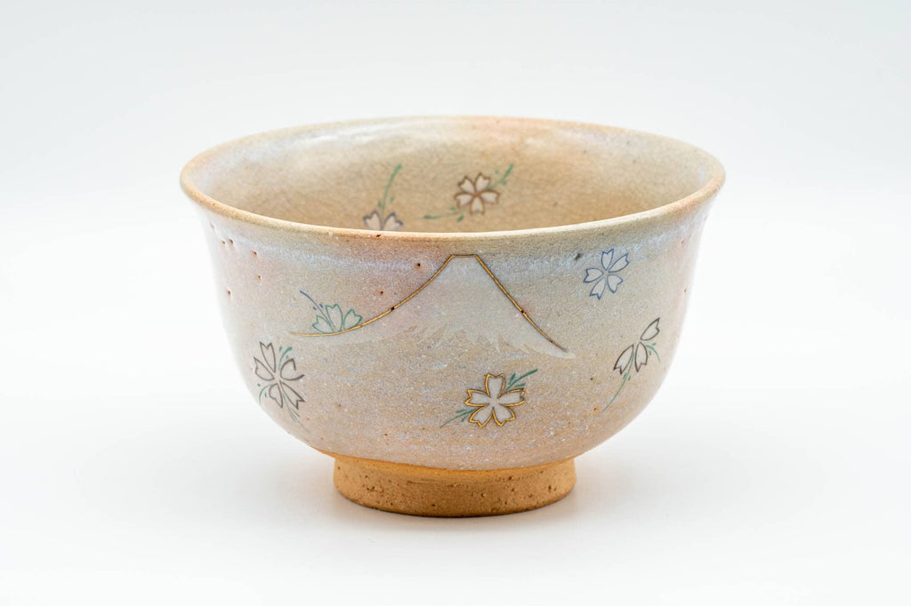 Japanese Matcha Bowl - Mt. Fuji Sakura Cherry Blossoms Kyo-yaki Chawan - 300ml