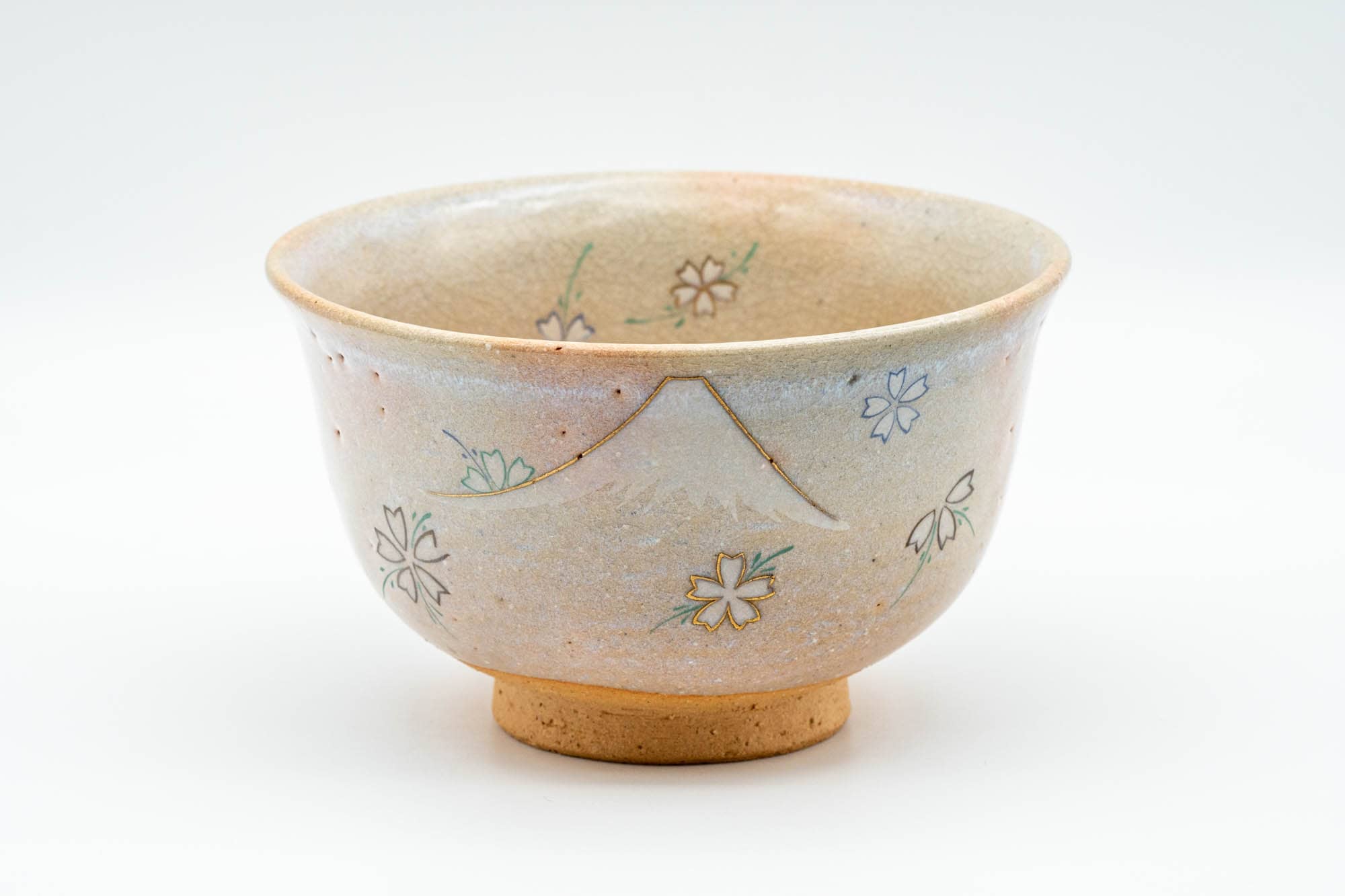 Japanese Matcha Bowl - Mt. Fuji Sakura Cherry Blossoms Kyo-yaki Chawan - 300ml