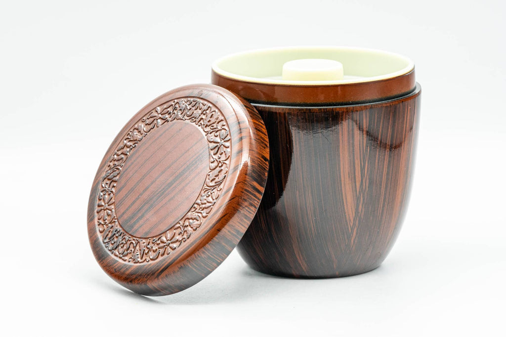 Japanese Chazutsu - Plastic Wood-Patterned Tea Canister - 250ml