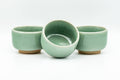 Japanese Teacups - Set of 3 Green Celadon Glazed Guinomi - 50ml
