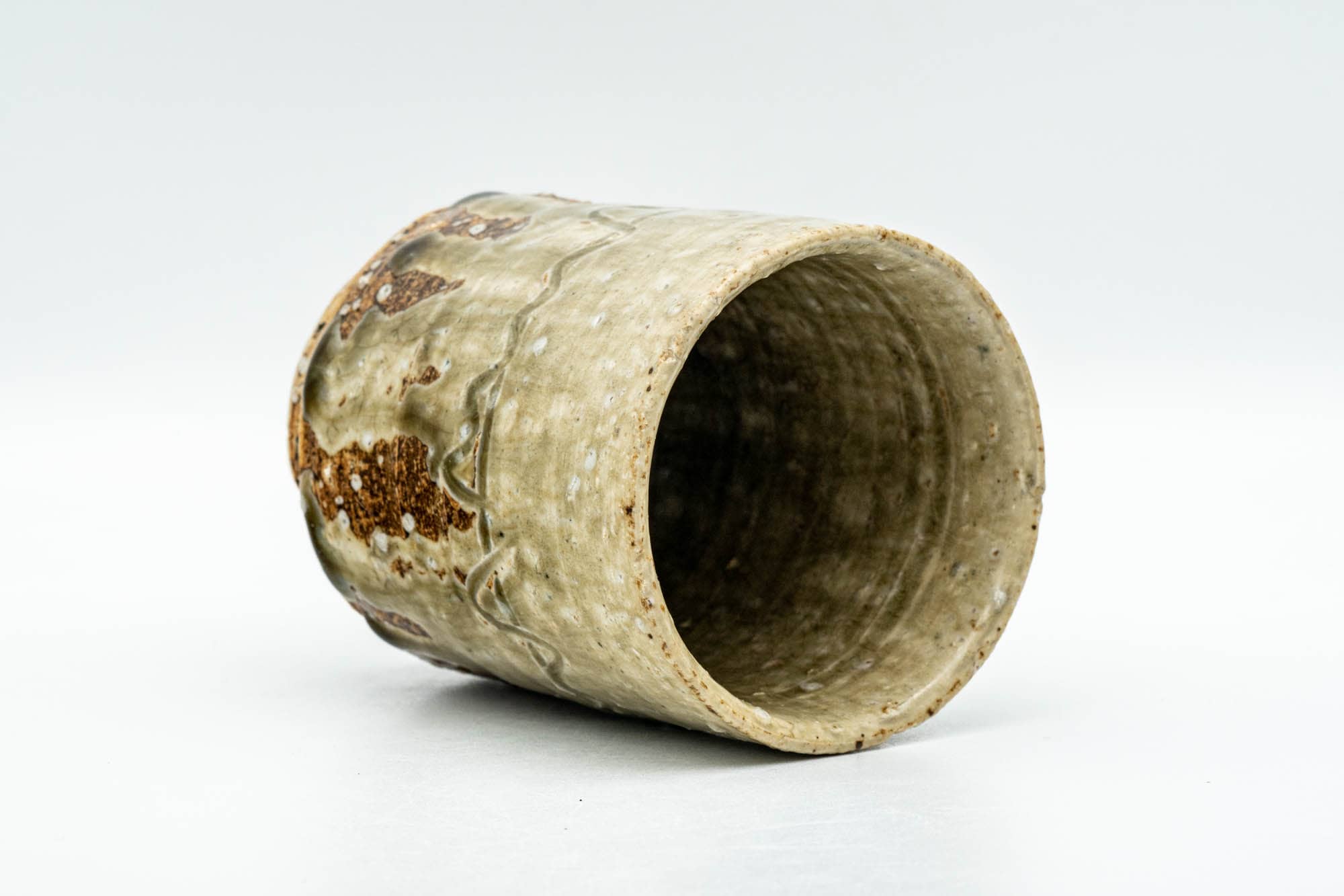 Japanese Teacup - Large Textured Green Drip-Glazed Yunomi - 200ml