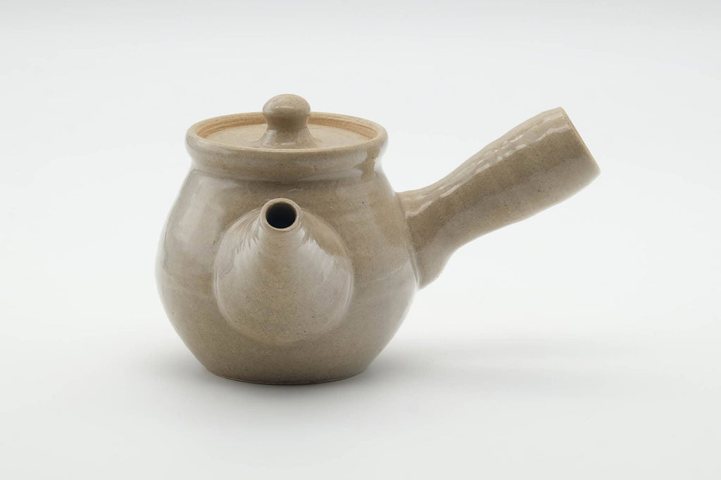 Japanese Kyusu - Floral Beige Glazed Ceramic Filter Teapot - 250ml