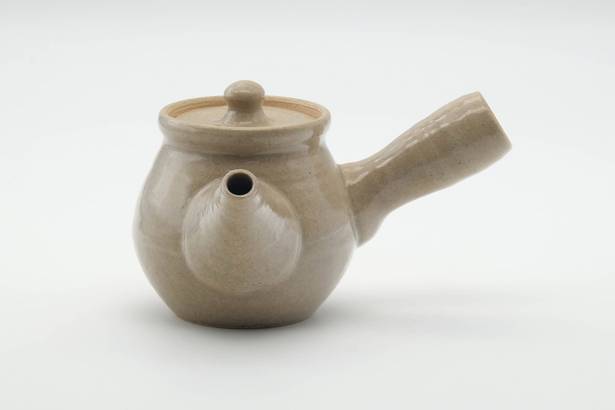 Japanese Kyusu - Floral Beige Glazed Ceramic Filter Teapot - 250ml