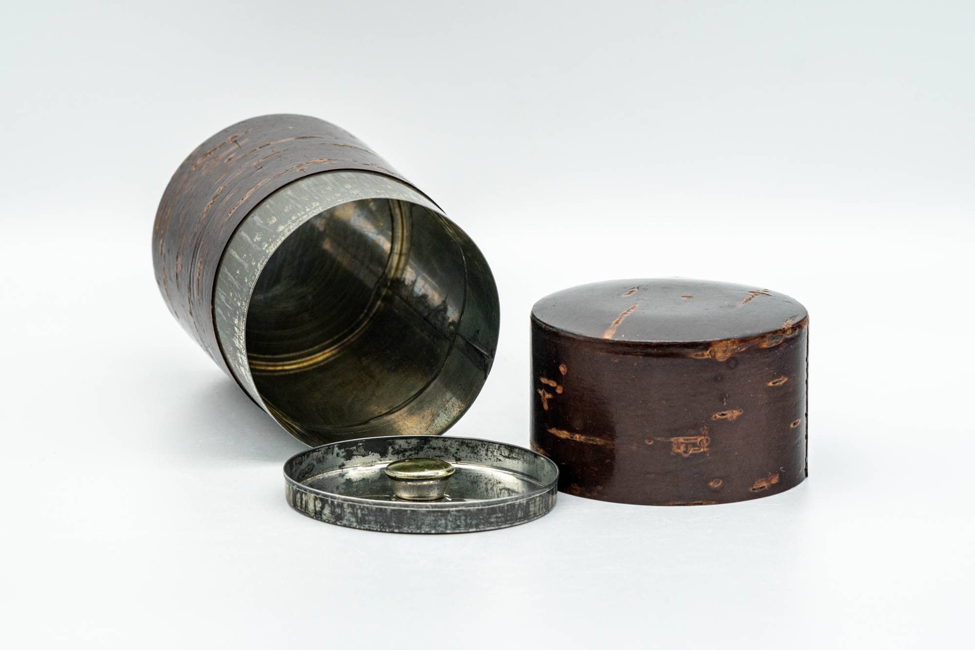 Japanese Chazutsu - Cherry Bark Sakura Wood Weathered Metal Interior Tea Canister - 200ml