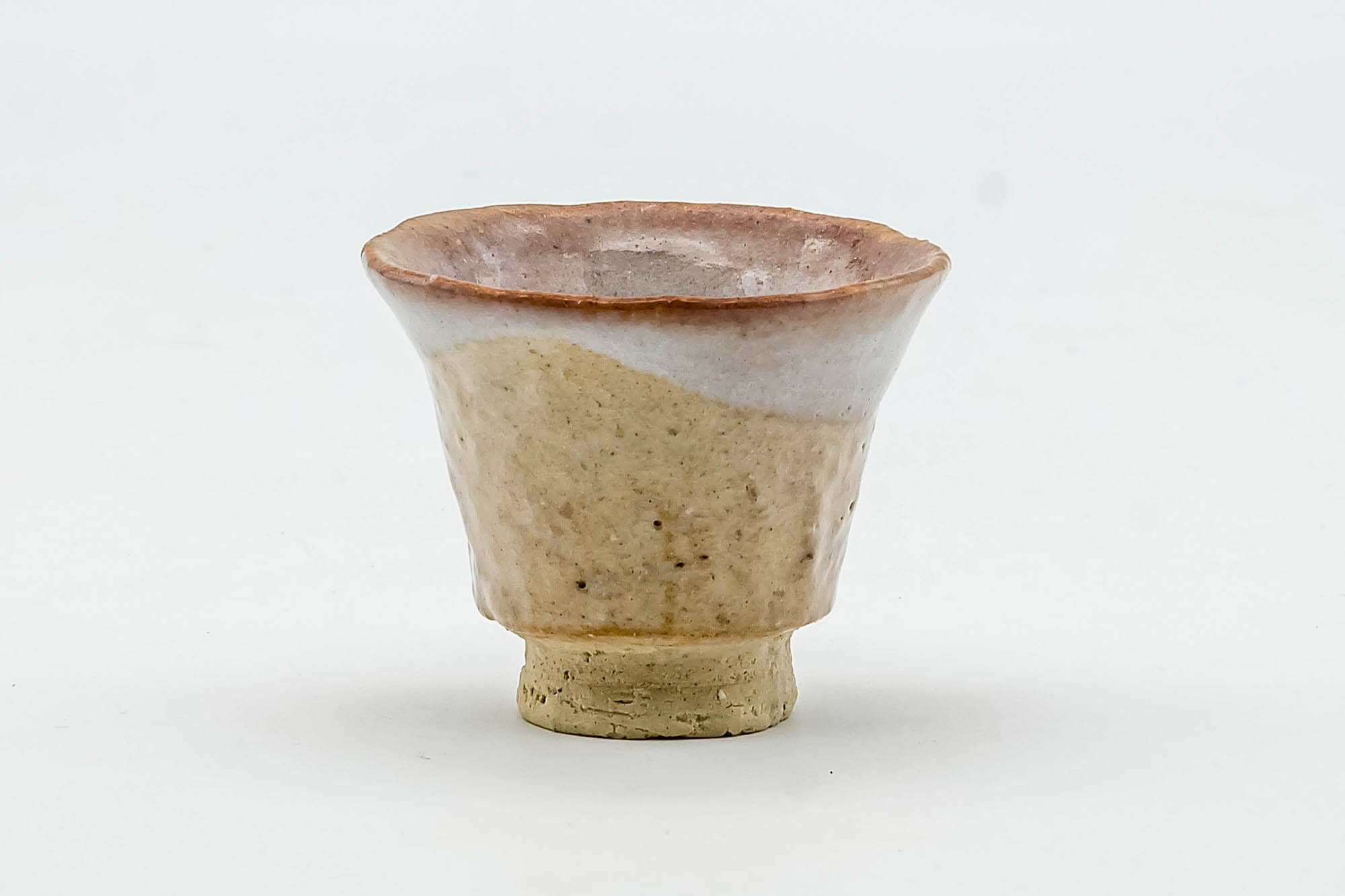 Japanese Teacup - Small Beige Glazed Hagi-yaki Guinomi - 35ml