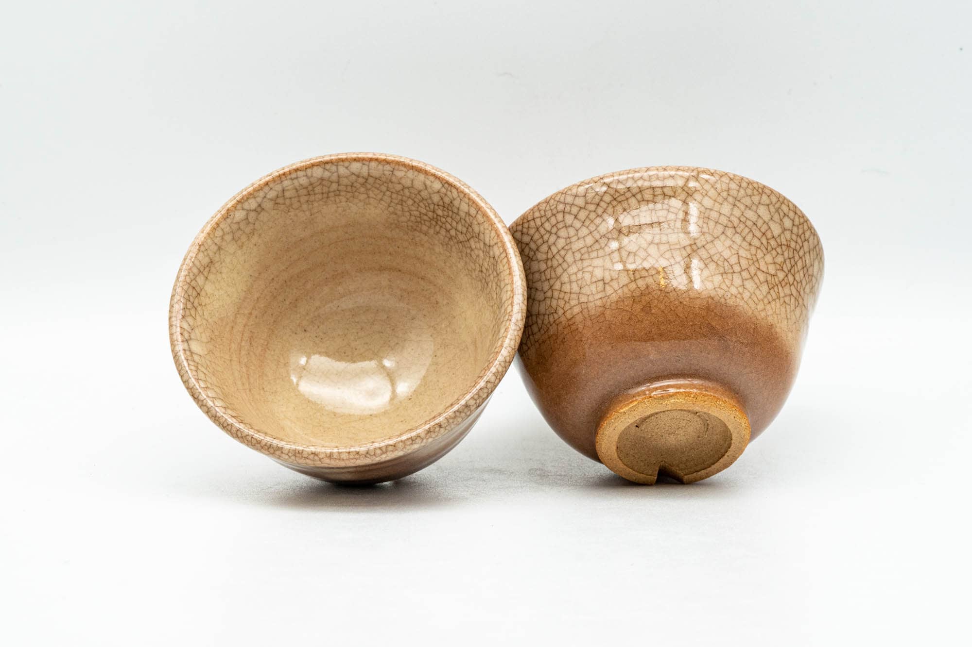 Japanese Teacups - Pair of Milky Drip-Glazed Hagi-yaki Guinomi - 40ml