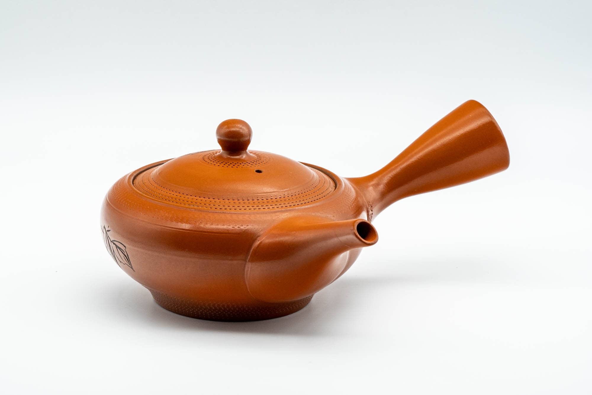 Japanese Kyusu - Leaf Engraved Mesh Strainer Tokoname-yaki Teapot - 225ml