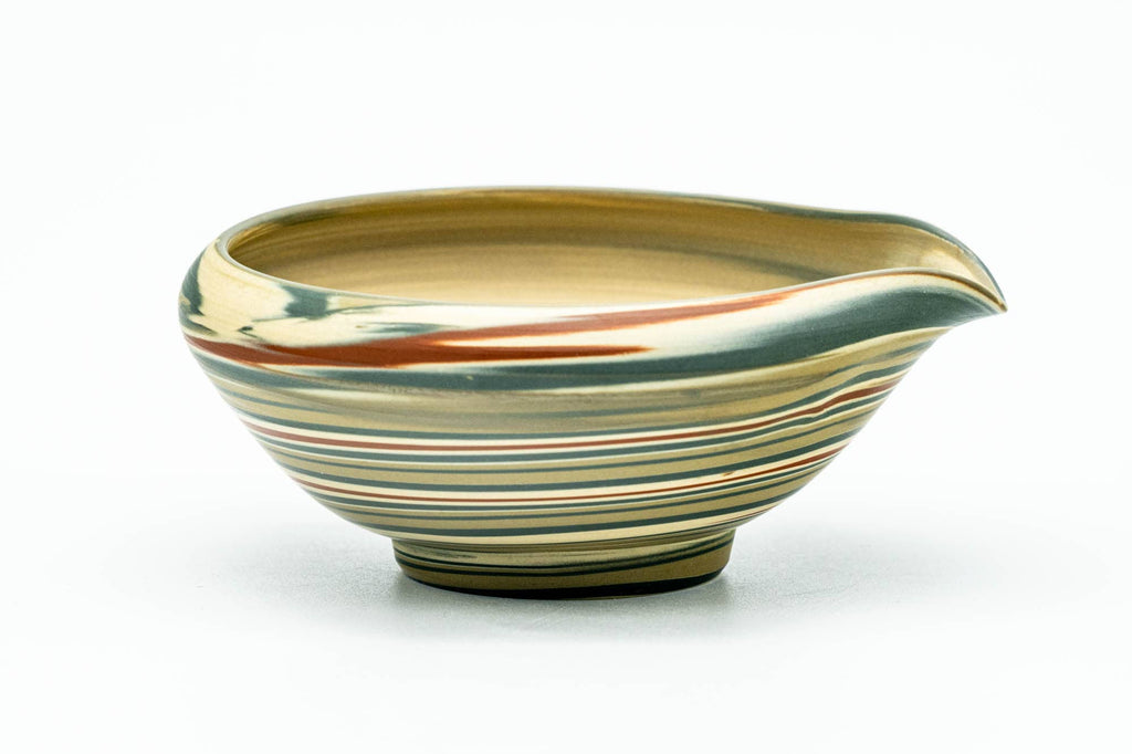 Japanese Tea Set - Marbled Nerikomi Tokoname-yaki Katakuchi Water Cooler and 4 Yunomi Teacups