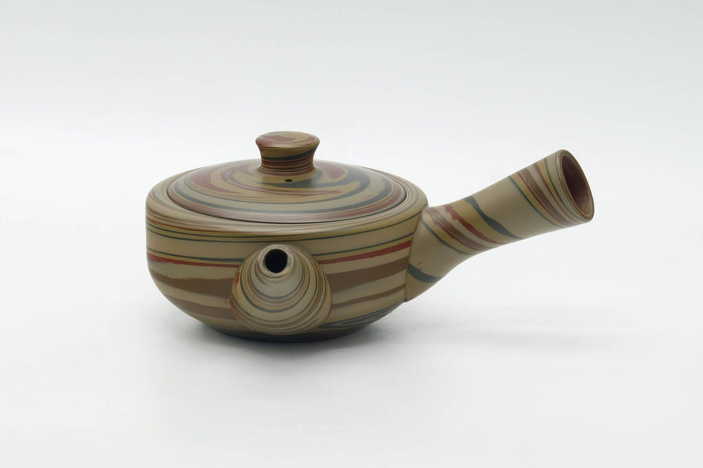 Japanese Kyusu - 白山 Hakusan - Yellow Green Red Nerikomi Tokoname Teapot - 165ml