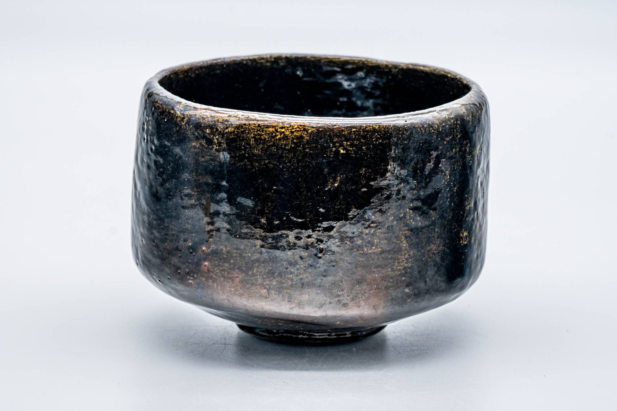 Japanese Matcha Bowl - 手 Deep Black Amber Glazed Raku-yaki Chawan - 350ml