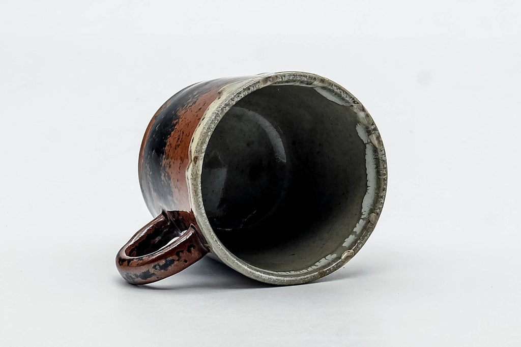 Japanese Teacup - Black Brown Beige Drip-Glazed Ushirdoe Yunomi - 100ml