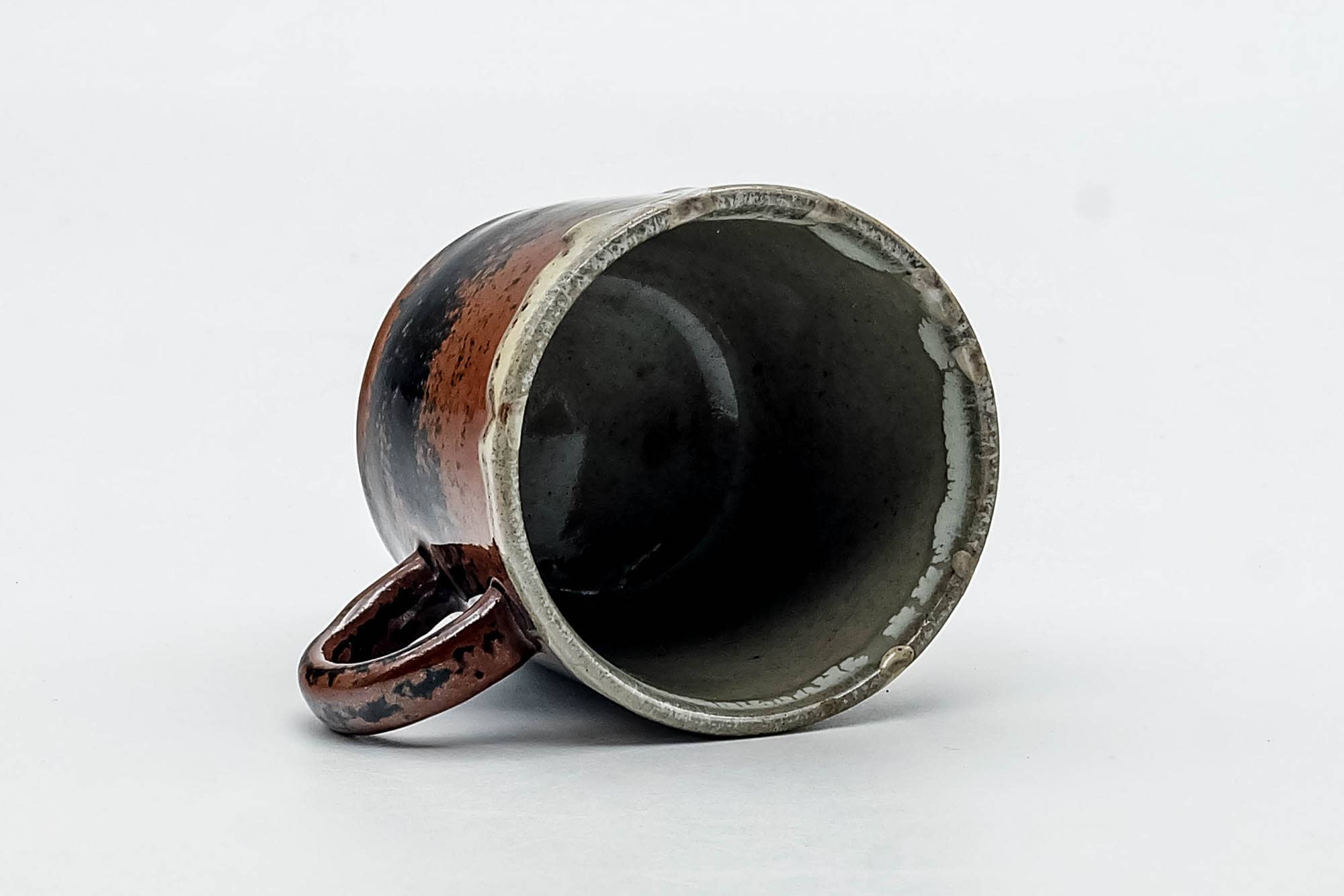Japanese Teacup - Black Brown Beige Drip-Glazed Ushirdoe Yunomi - 100ml