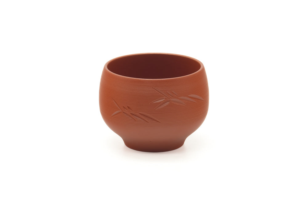 Japanese Teacup - Spiraling Tokoname Red Shudei Yunomi - 155ml