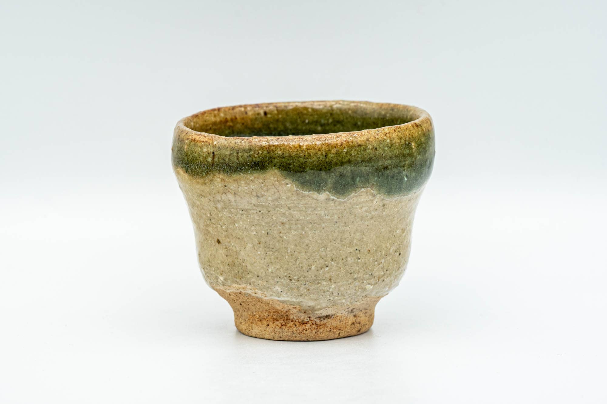Japanese Teacup - Green Drip-Glazed Wabi Sabi Yunomi - 80ml