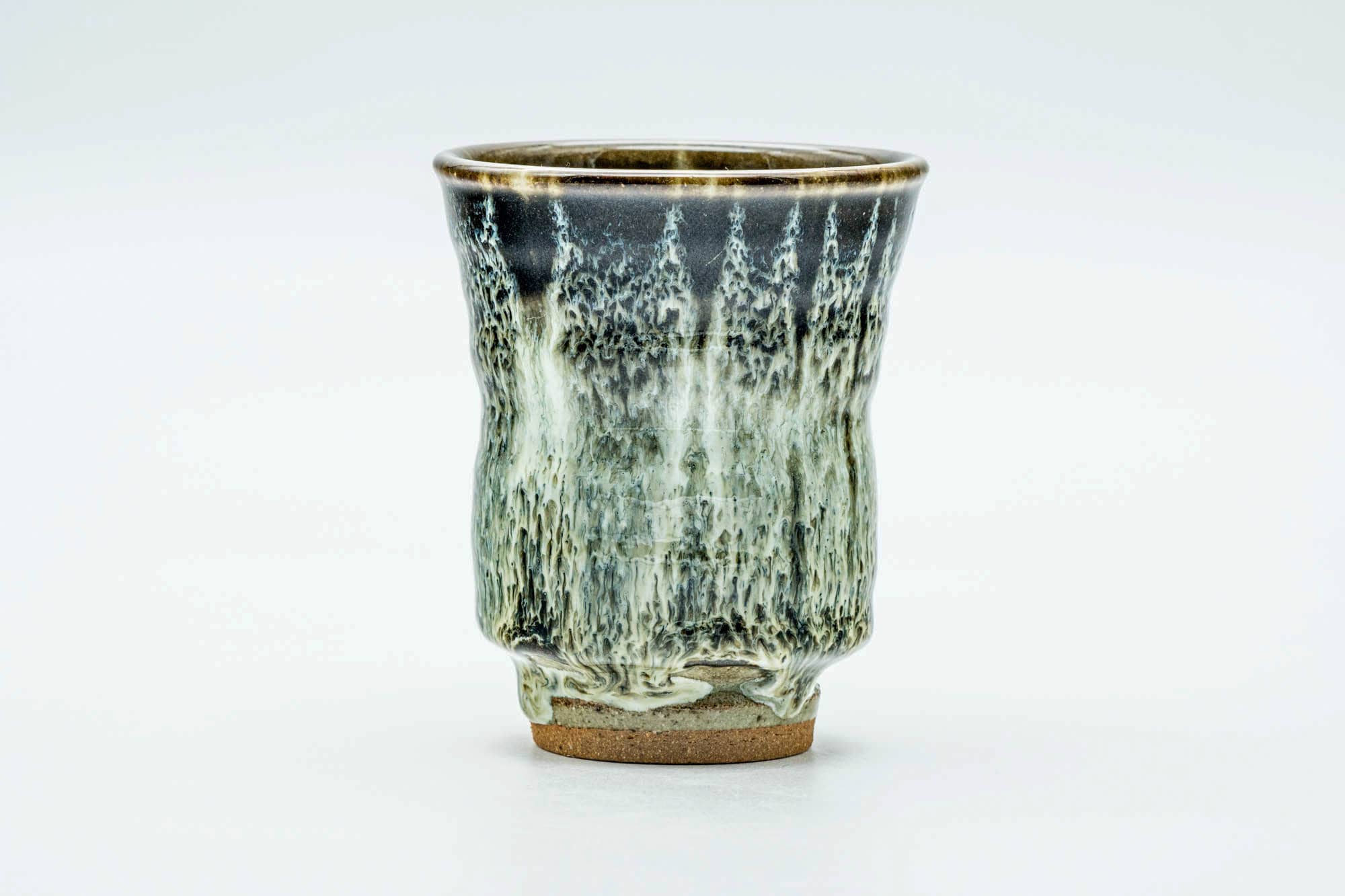 Japanese Teacup - Tall Beige Milky Drip-Glazed Yunomi - 140ml