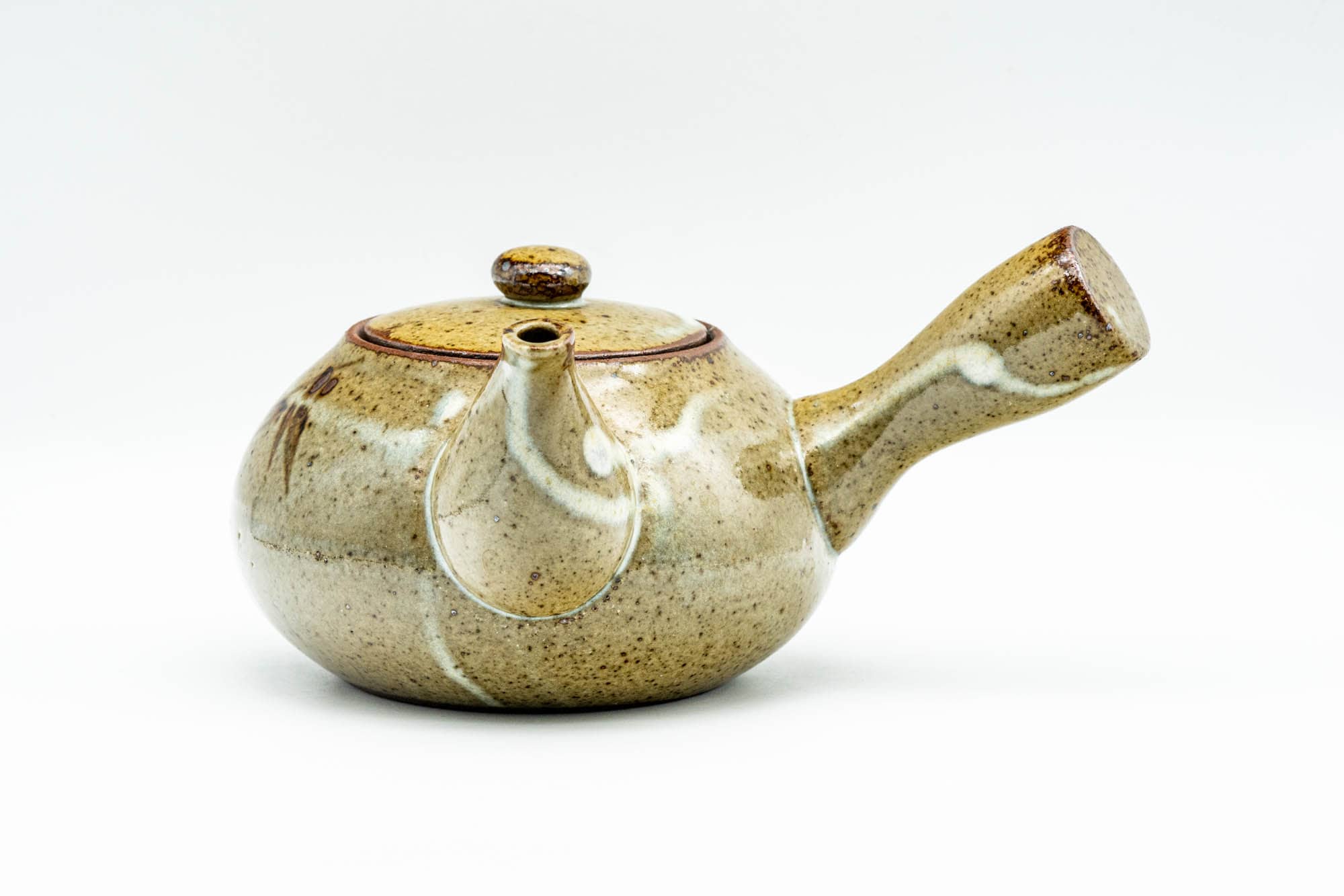 Japanese Kyusu - Bamboo Green Speckled Glazed Ceramic Filter Teapot - 300ml