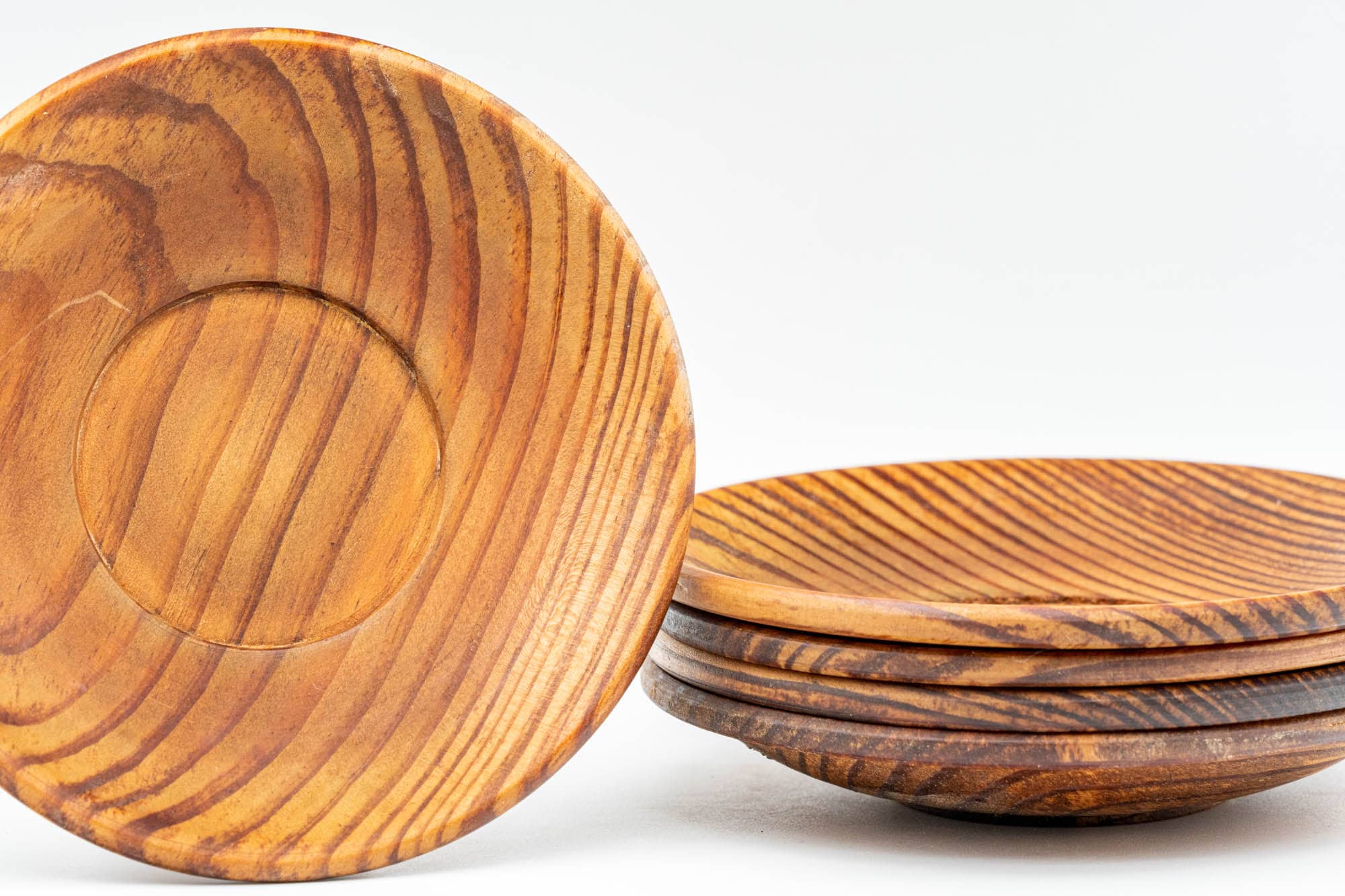 Japanese Chataku - Set of 5 Classic Wooden Tea Saucers