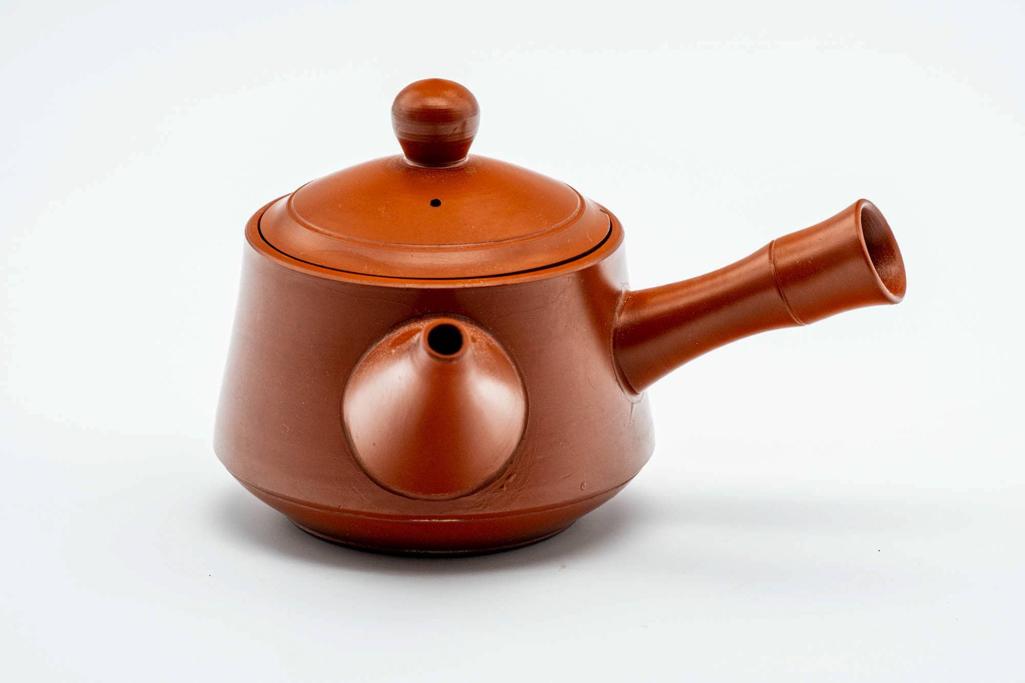Japanese Kyusu - Bamboo-shaped Handle Red Shudei Tokoname-yaki Mesh Basket Teapot - 200ml