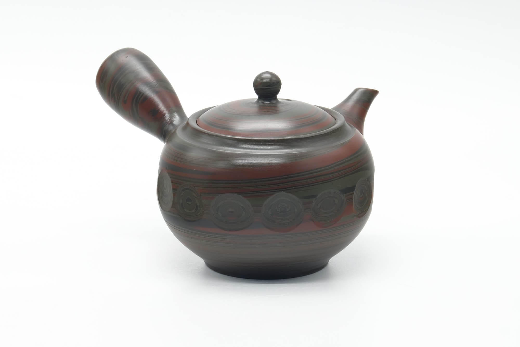 Japanese Kyusu - Green Red Faceted Nerikomi Tokoname Teapot - 295ml