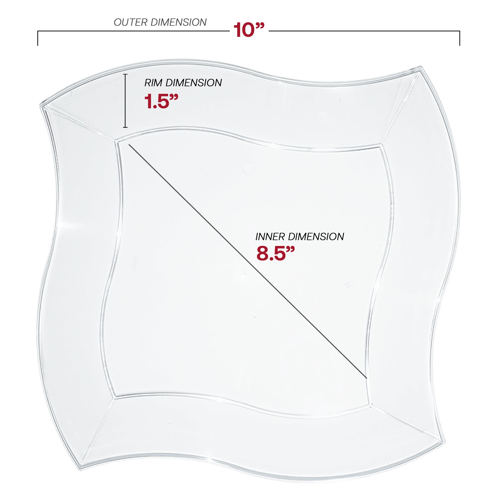Clear Wave Plastic Dinner Plates (10")