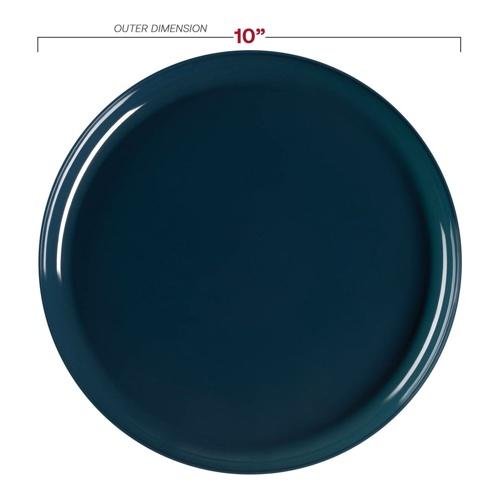 Navy Flat Round Disposable Plastic Dinner Plates (10")
