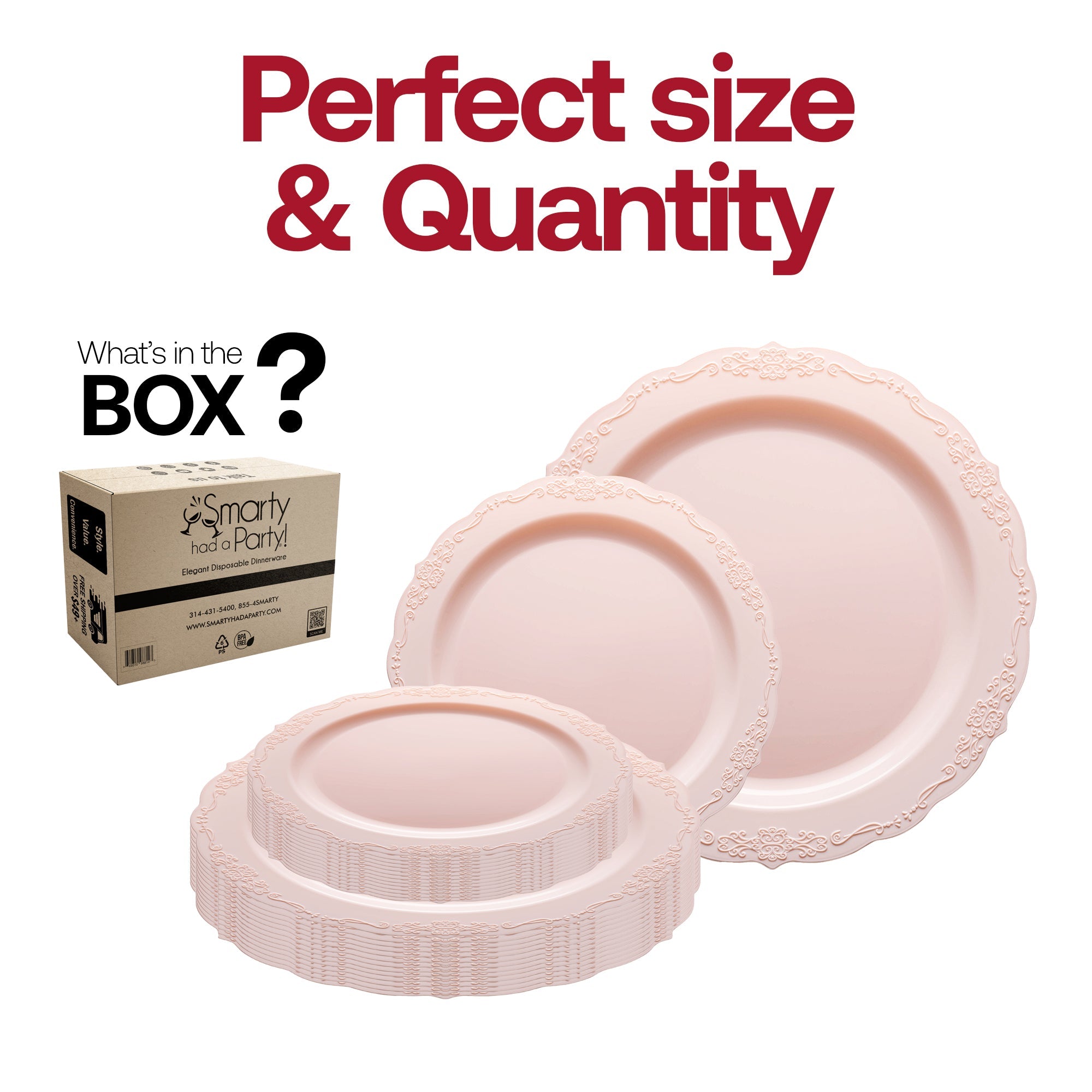 Pink Vintage Round Disposable Plastic Dinnerware Value Set