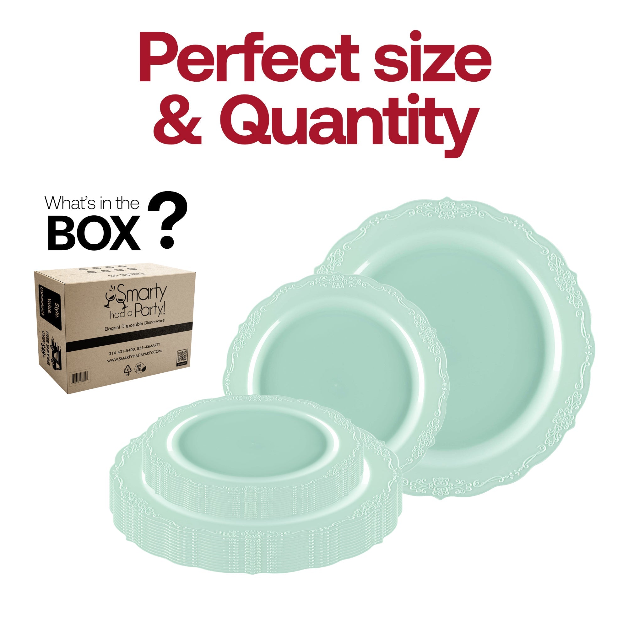 Turquoise Vintage Round Disposable Plastic Dinnerware Value Set
