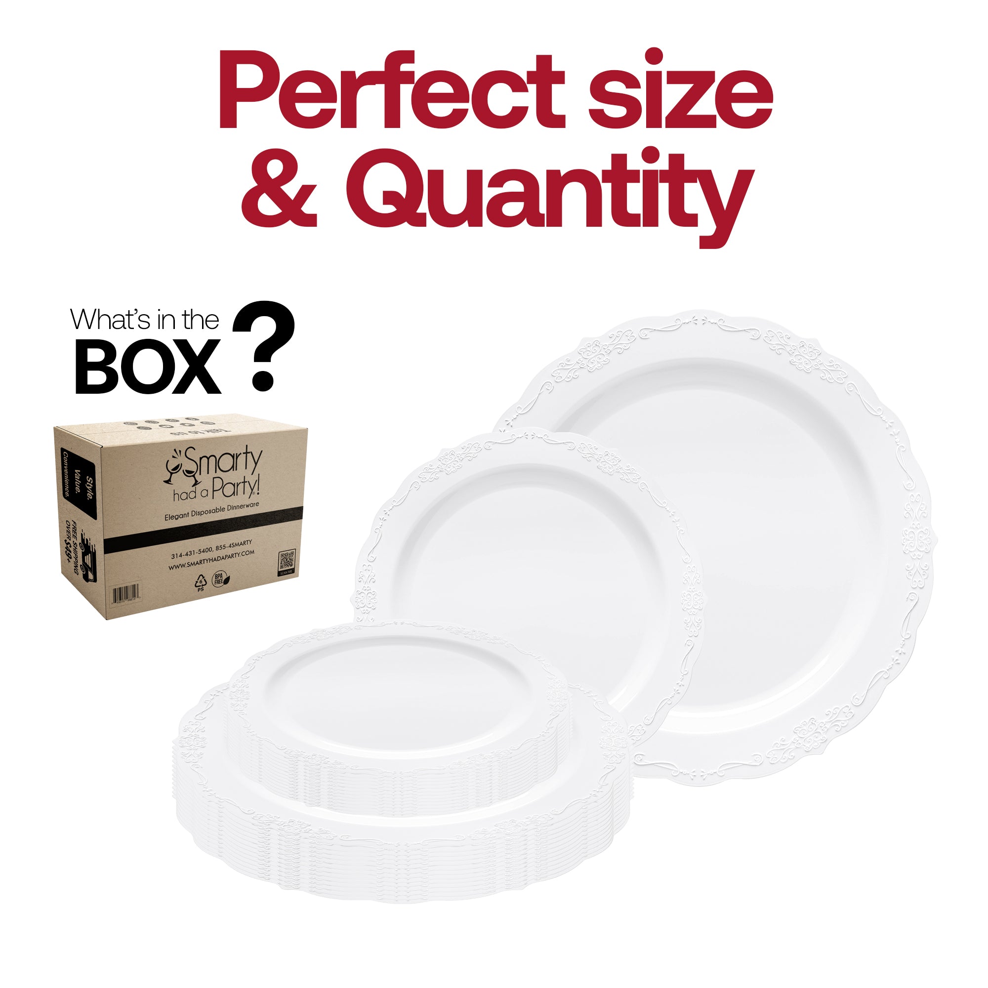 White Vintage Round Disposable Plastic Dinnerware Value Set