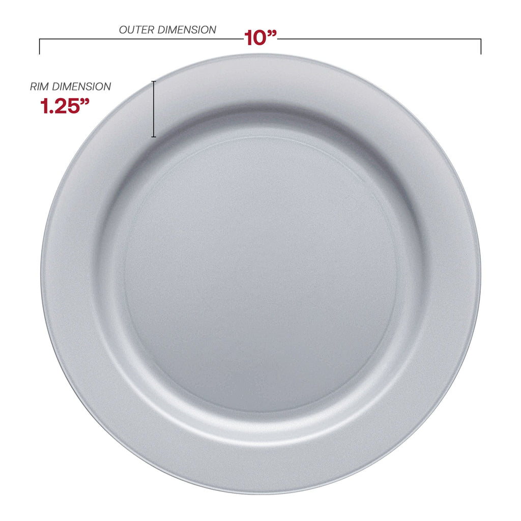 Matte Steel Gray Round Disposable Plastic Dinner Plates (10")
