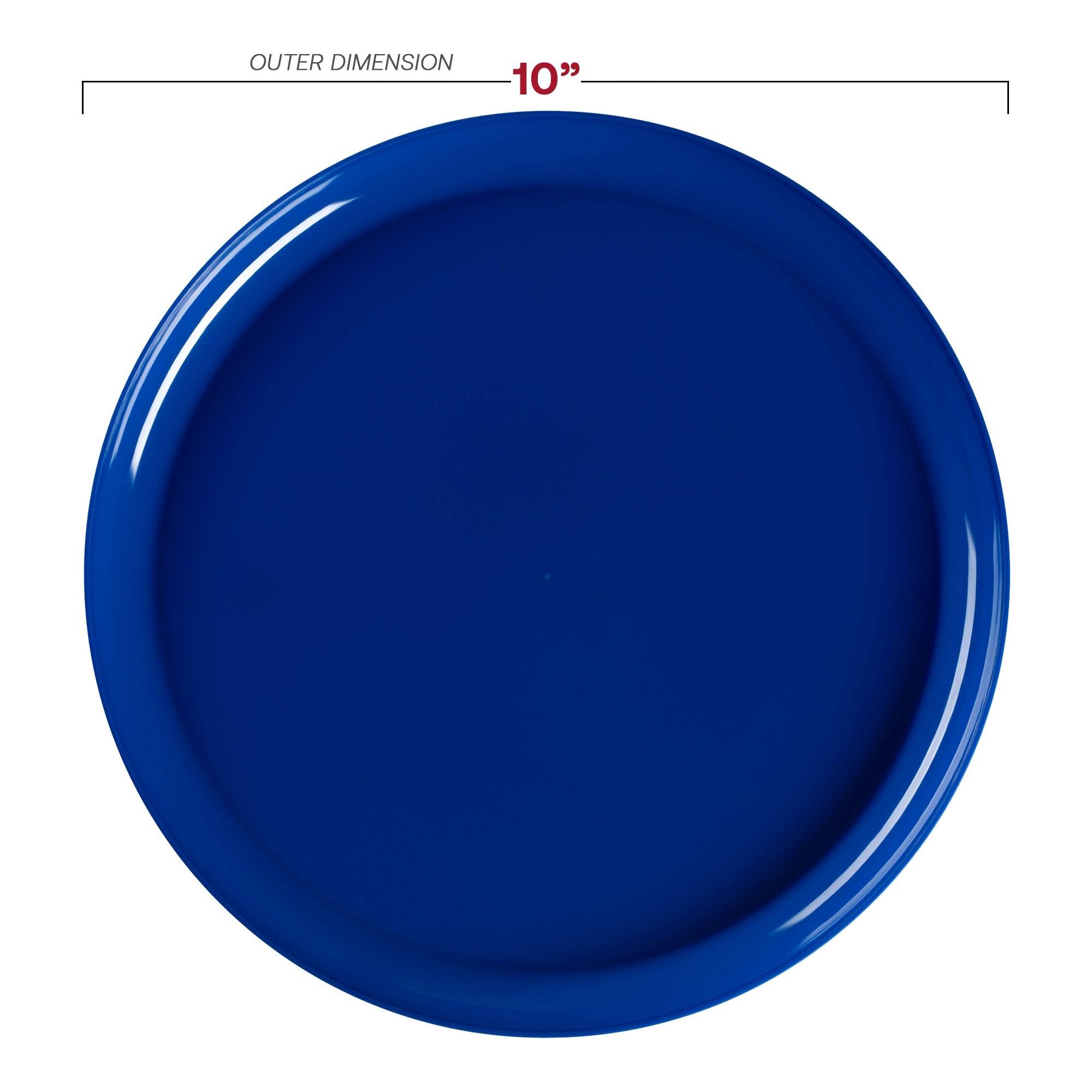Solid Blue Flat Round Disposable Plastic Dinner Plates (10")