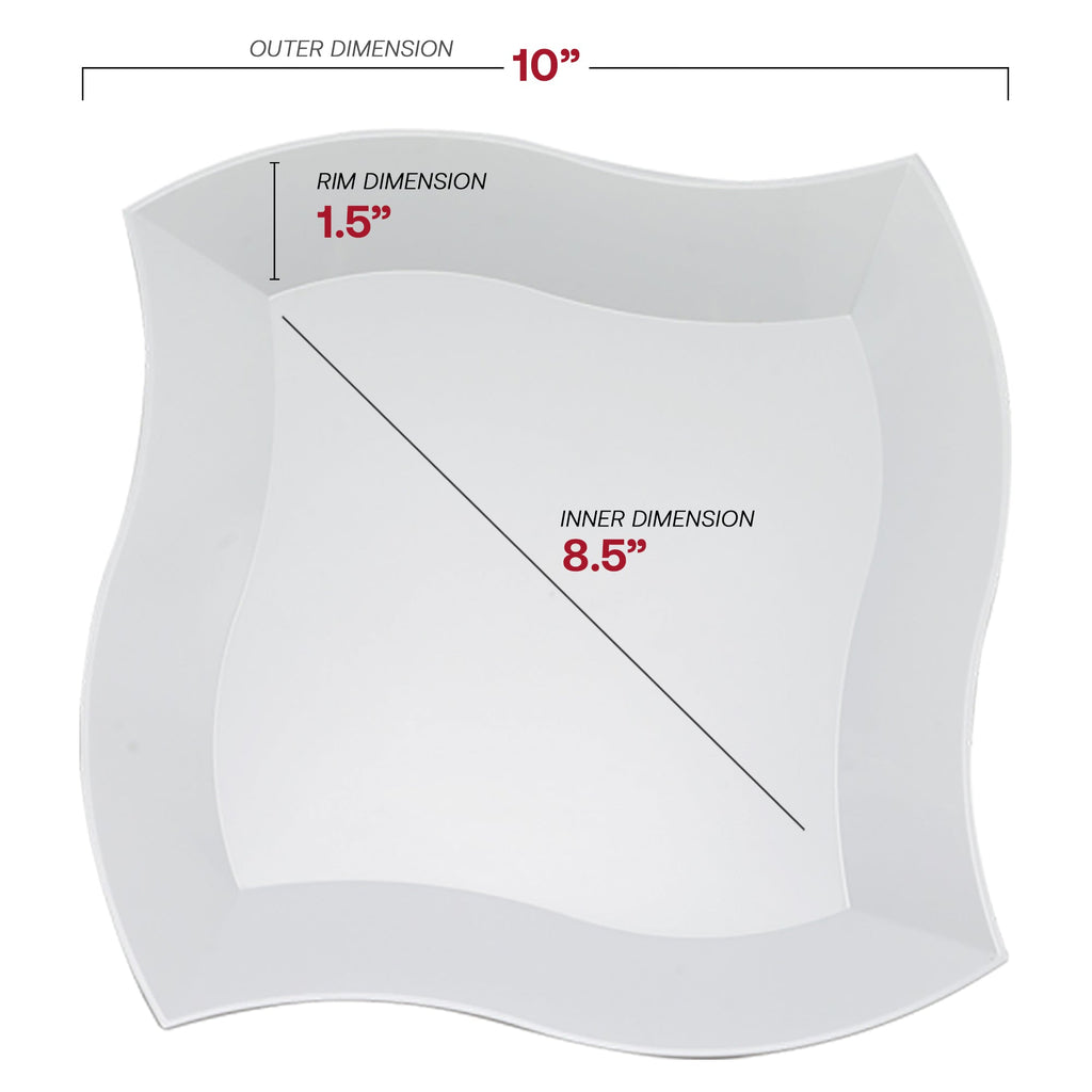 White Wave Plastic Dinner Plates (10")