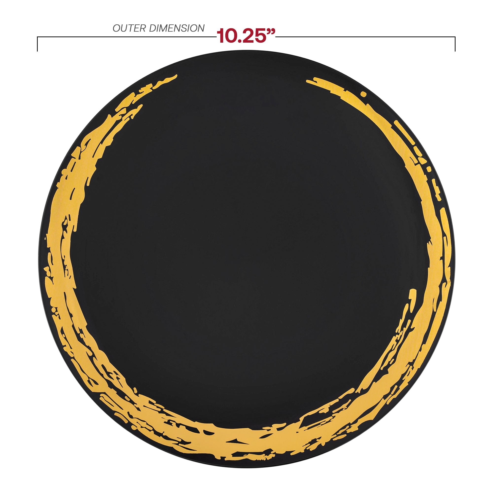 Black with Gold Moonlight Round Disposable Plastic Dinner Plates (10.25")