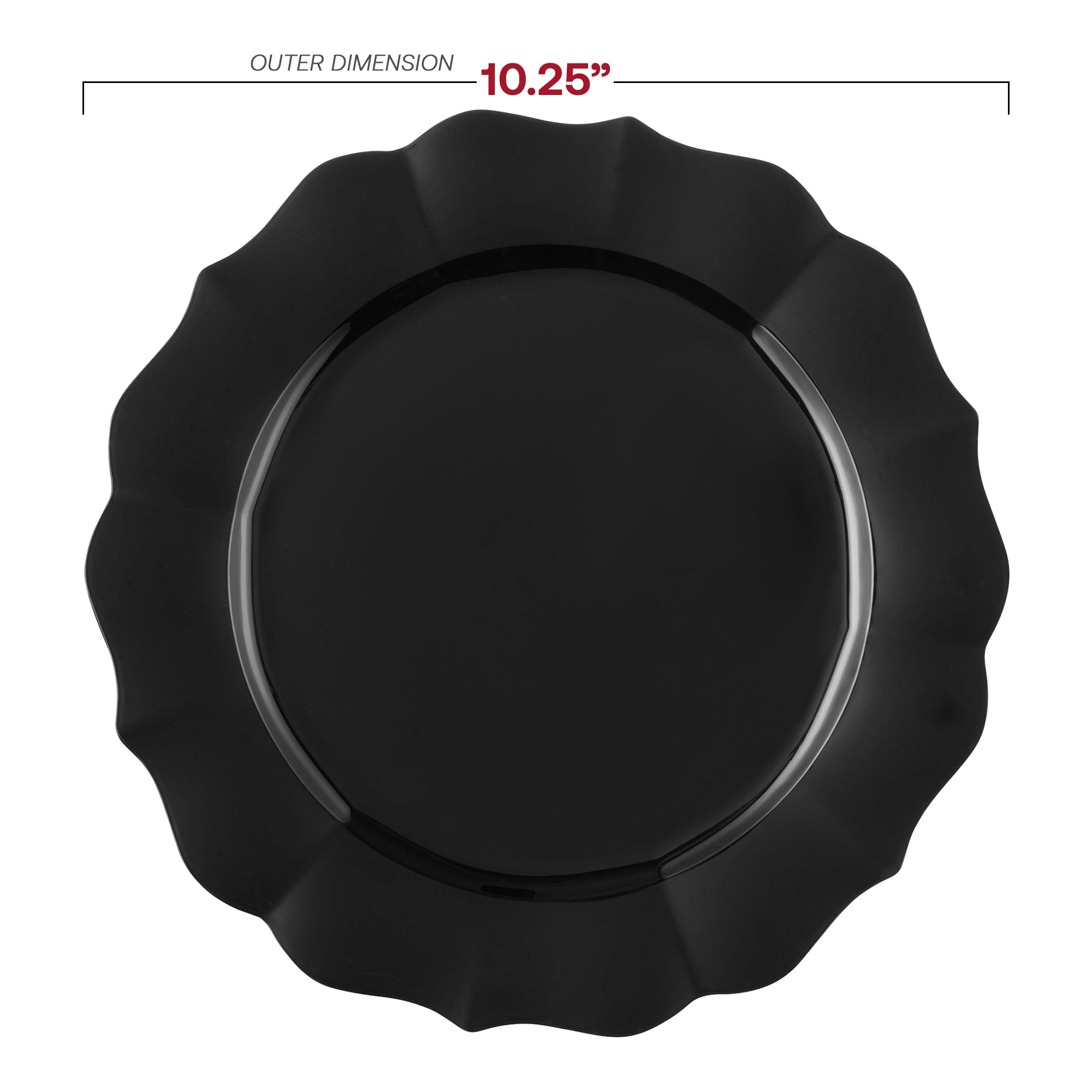 Black Round Lotus Plastic Dinner Plates (10.25")