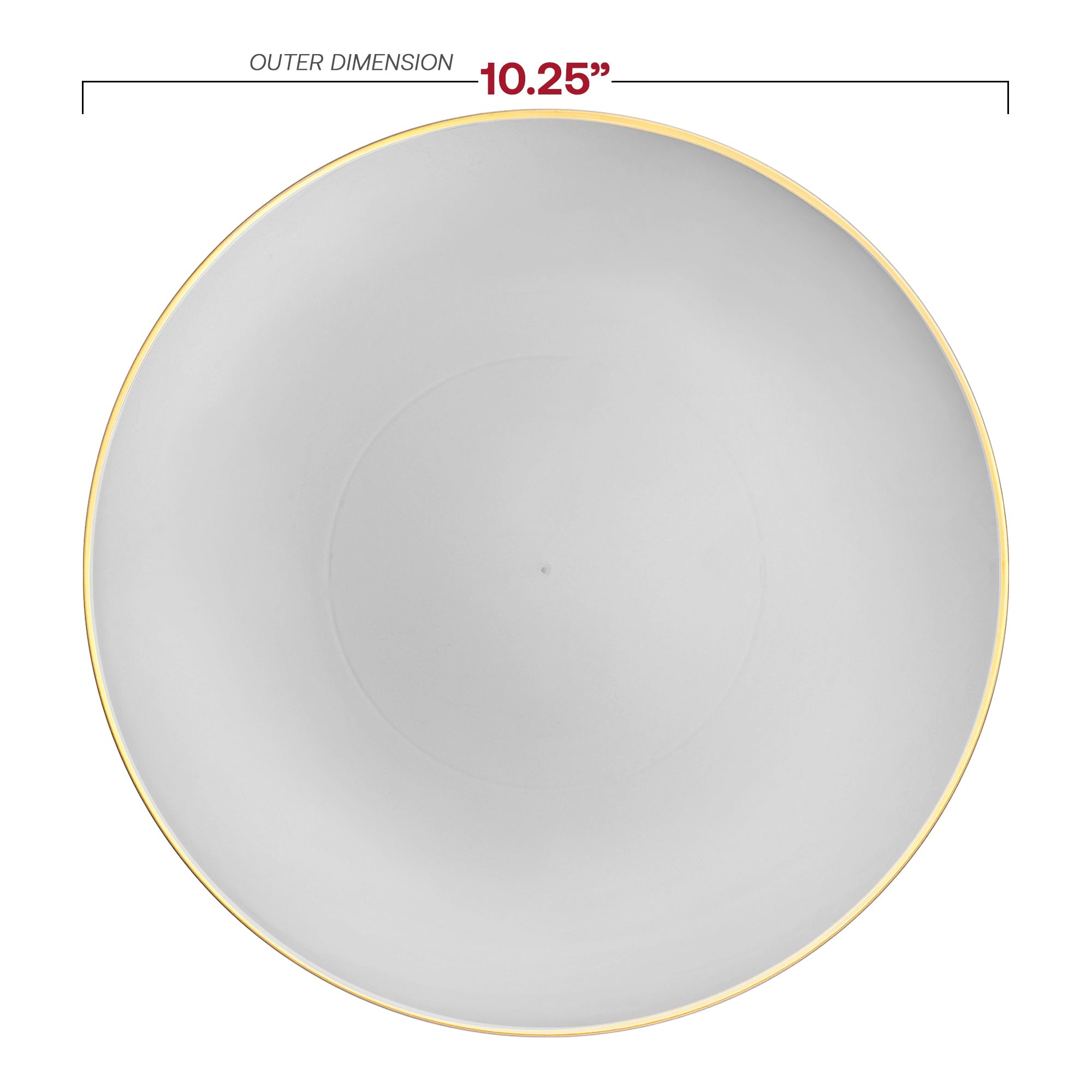 Gray with Gold Organic Round Disposable Plastic Dinner Plates (10.25")