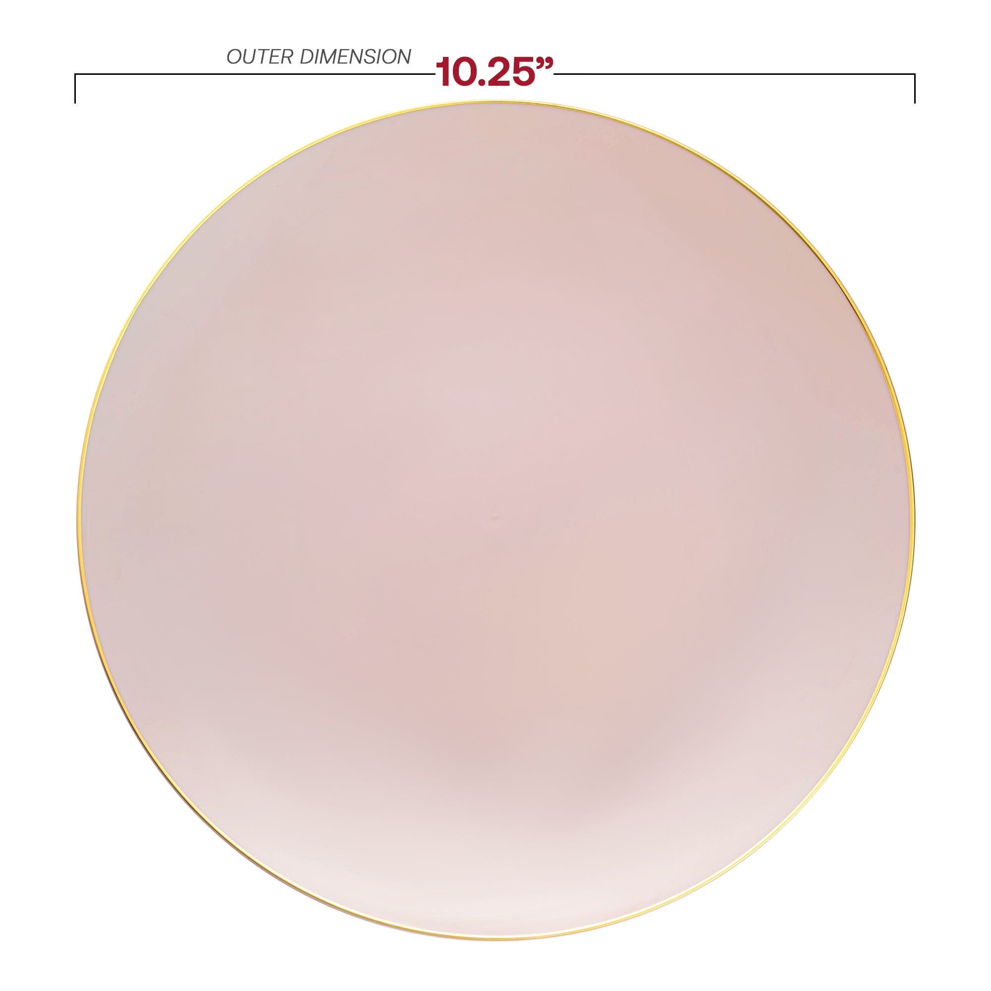 Pink with Gold Organic Round Disposable Plastic Dinner Plates (10.25")