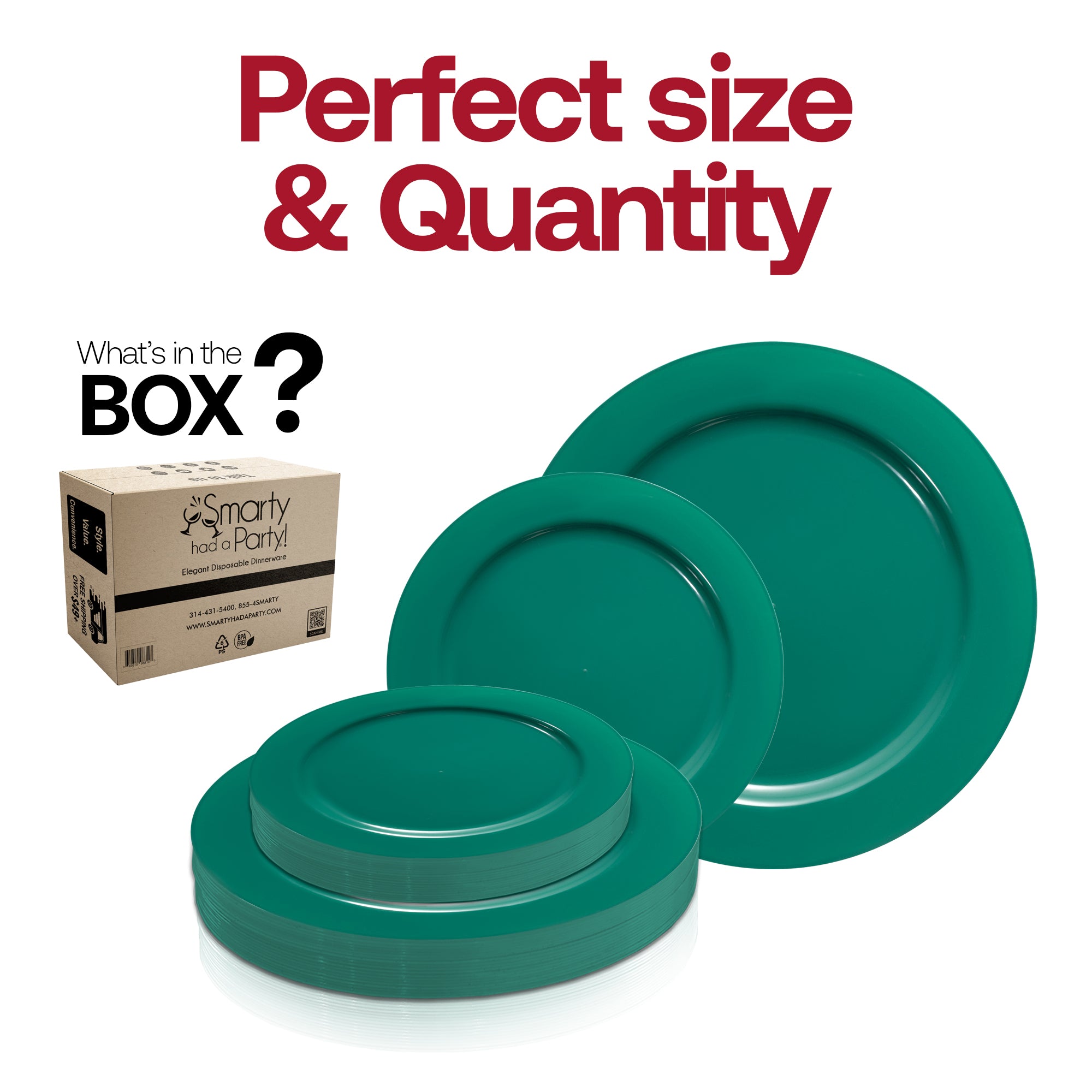 Solid Green Holiday Round Disposable Plastic Dinnerware Value Set