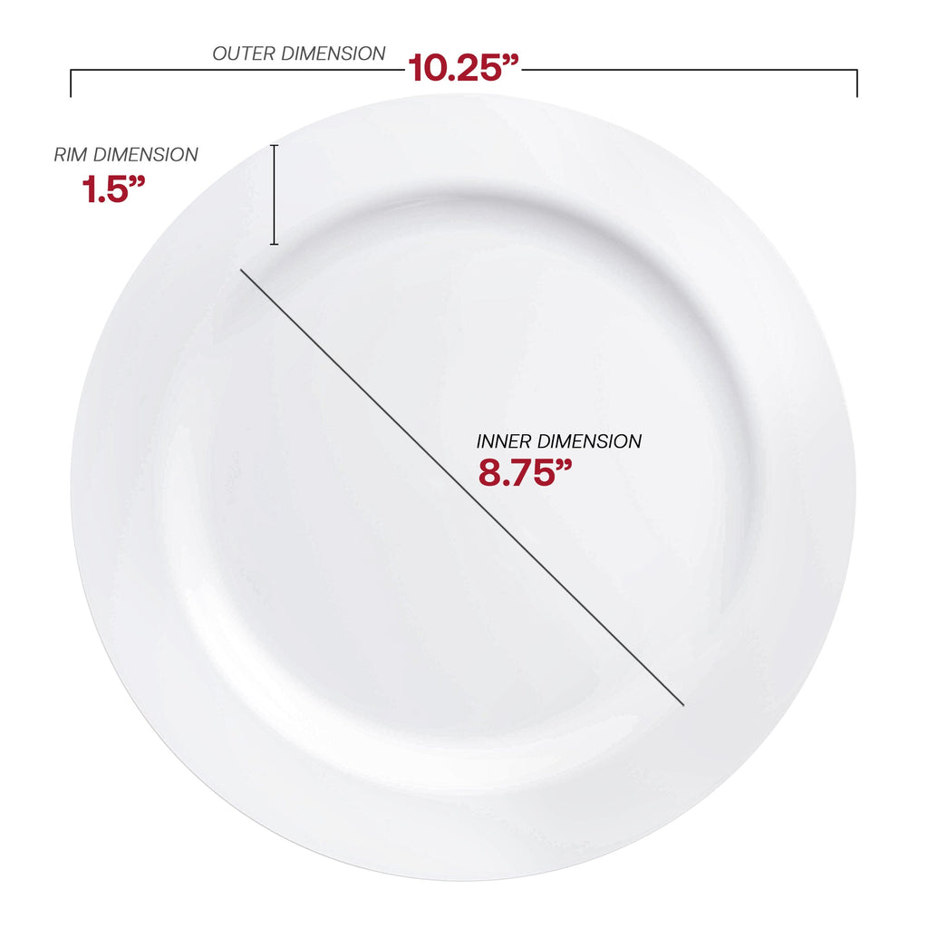 Solid White Economy Round Disposable Plastic Dinner Plates (10.25")