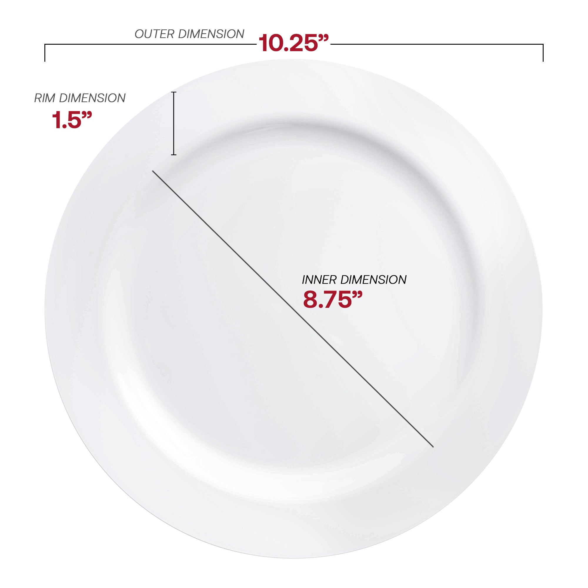 Solid White Economy Round Disposable Plastic Dinner Plates (10.25")