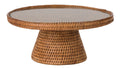 La Jolla Rattan Cake stand with Glass Top, Honey-Brown