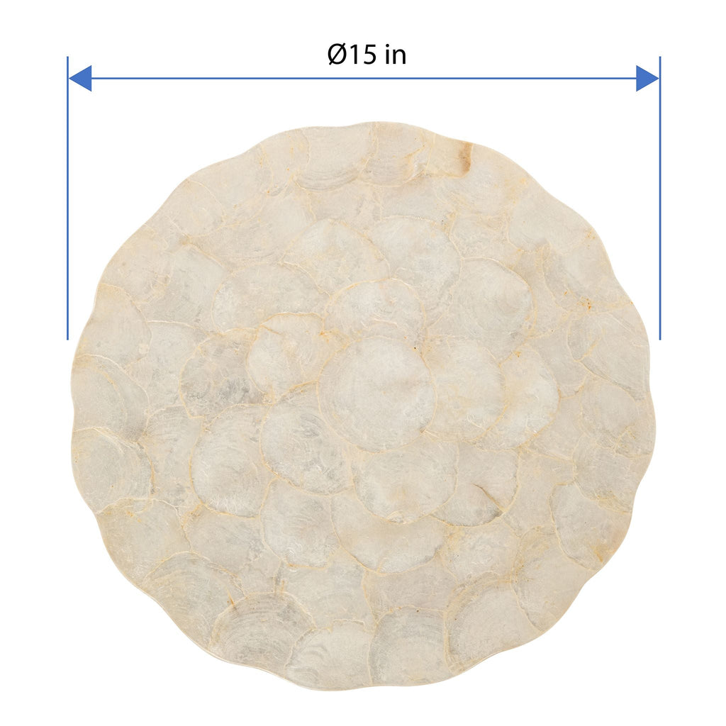 Round 15 in. Capiz Seashell Placemats (Set of 2) , Ivory-Gold-Plearlescent