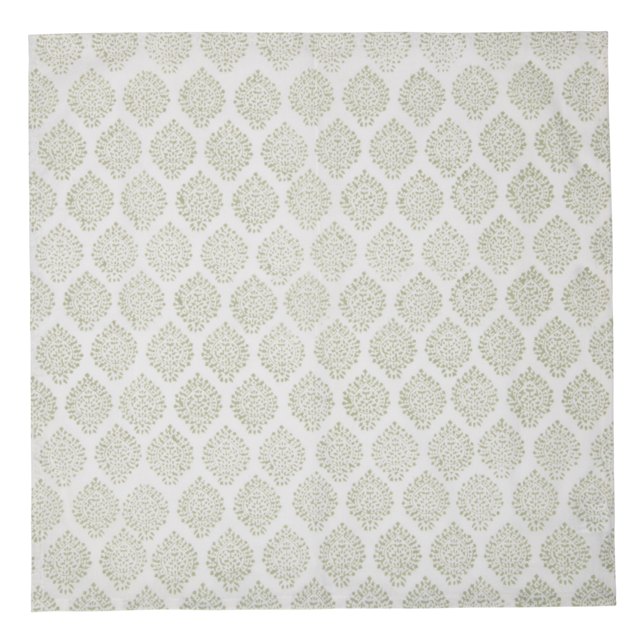 Hand Block Print Dinner Napkins, 20 inches x 20 inches, Set of 4 Pieces, Light Green