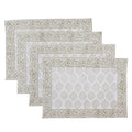 Hand Block Print Placemats, 18 inches x 13 inches, Set of 4, Light Green