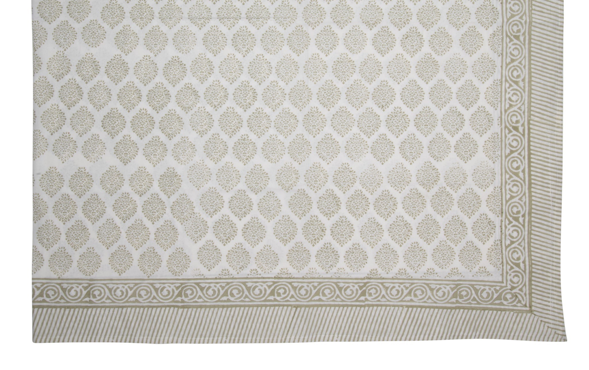 Hand Block Print Tablecloth, Light Green