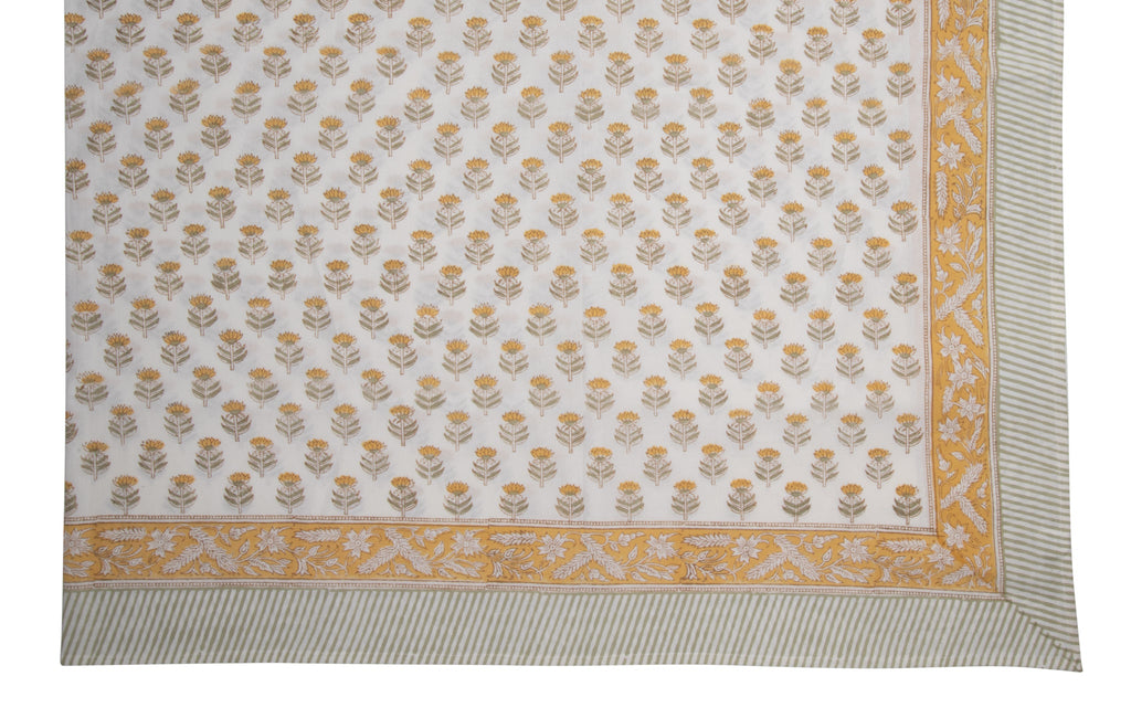 Hand Block Print Tablecloth, Yellow