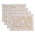 Hand Block Print Placemats, 18 inches x 13 inches, Set of 4, Beige